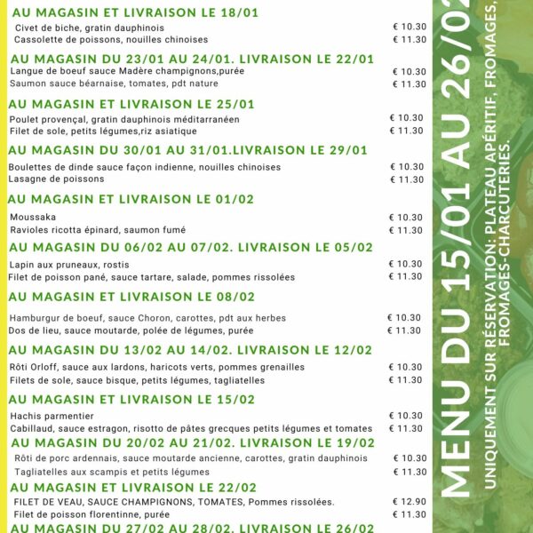 Plats du jour du moment